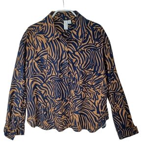 Joie Blouse Linen Blend Button Front Animal‎ Zebra Print Womens Size Small